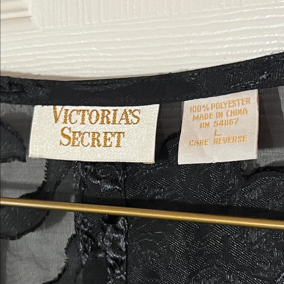 Vintage Victoria’s Secret Black Sheer Floral Women's Blouse, Sz Large - Picture 6 of 10